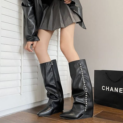 Tall Pointy Wedge Boots