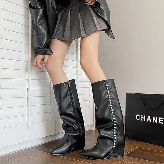 Tall Pointy Wedge Boots