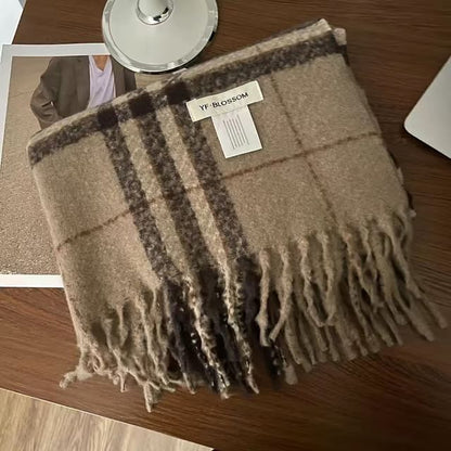 Plaid Fringed Scarf