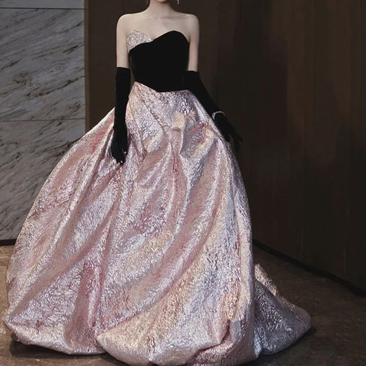 Tube Velvet A-Line Panel Ruched Gown Evening