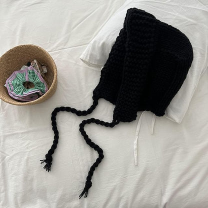 Plain Knit Earflap Hat