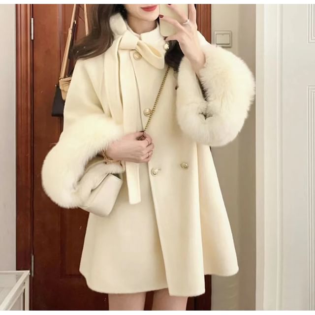Fluffy Cuff Button-Up Jacket