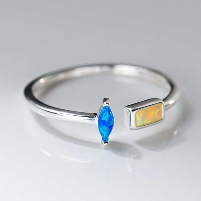Rhinestone Sterling Silver Open Ring