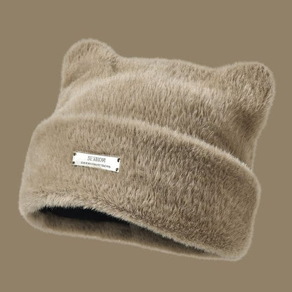 Metal Plate Cat Ear Chenille Hat