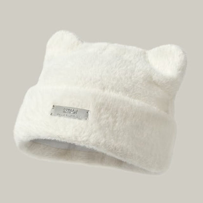 Metal Plate Cat Ear Chenille Hat