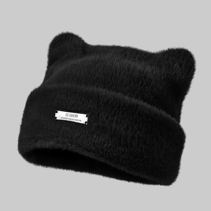 Metal Plate Cat Ear Chenille Hat