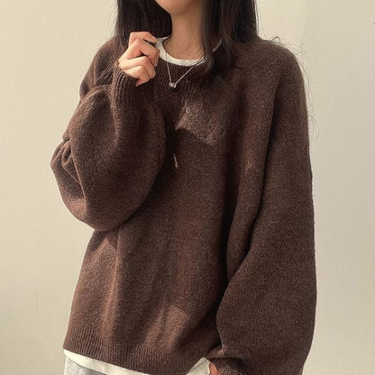 Crew Neck Plain Oversized Sweater