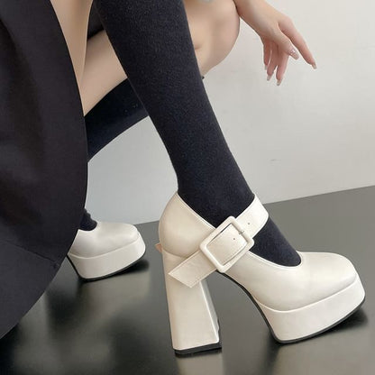 High Heel Mary Jane Pumps