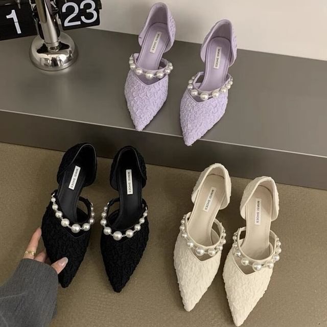 High Heel Faux Pearl Pumps