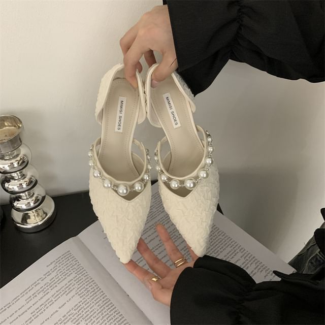 High Heel Faux Pearl Pumps