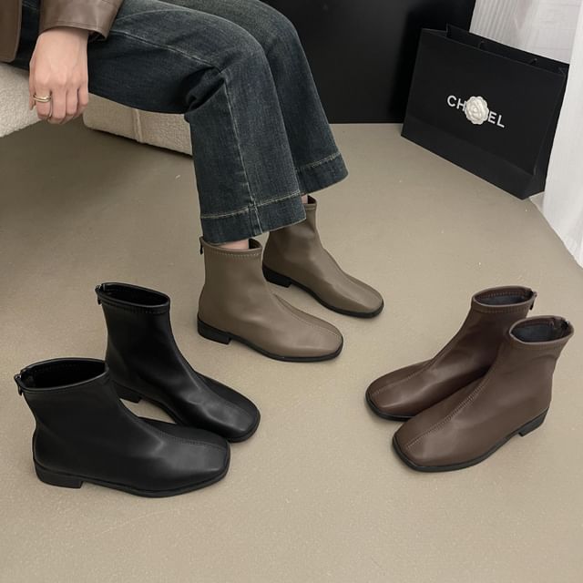 Faux Leather Short Boots