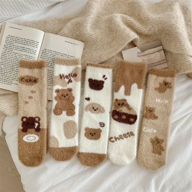 Bear Print Fleece Socks