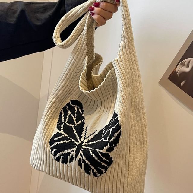 Butterfly Jacquard Knit Tote Bag Egirldoll