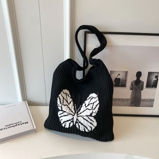 Butterfly Jacquard Knit Tote Bag Egirldoll