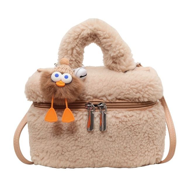 Faux Shearling Crossbody Bag / Bag Charm / Set
