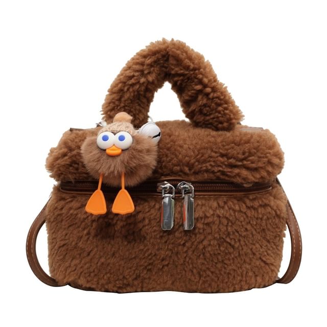 Faux Shearling Crossbody Bag / Bag Charm / Set