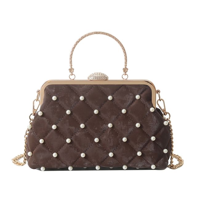 Faux Pearl Chain Strap Crossbody Bag