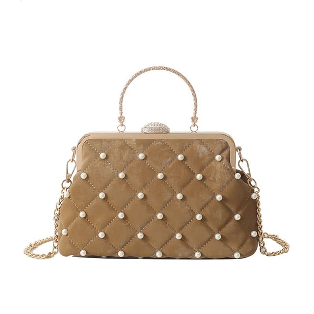 Faux Pearl Chain Strap Crossbody Bag