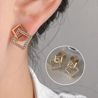 Alloy Rhinestone Ear Cuff Square