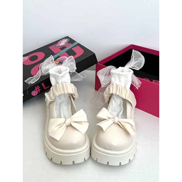 Bow Accent Platform Mary Jane Shoes