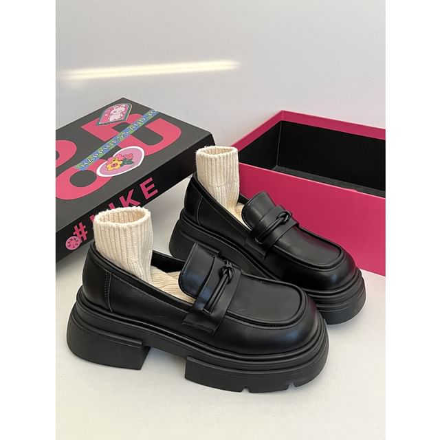 Faux Leather Platform Loafers