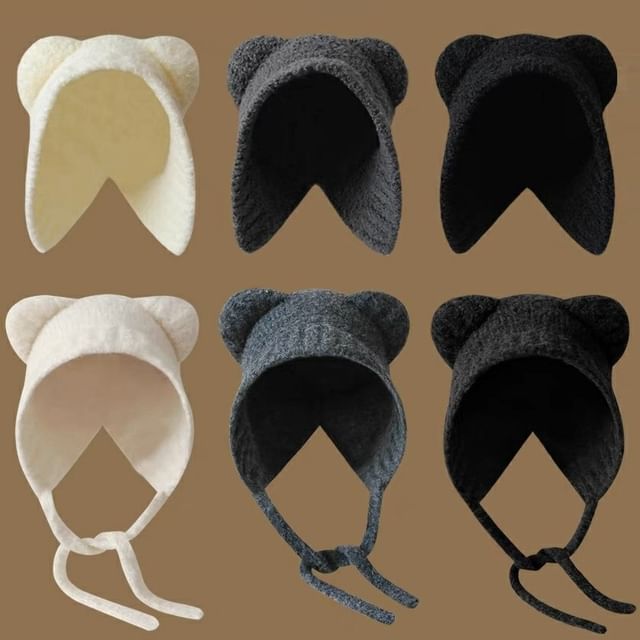 Bear Ear Fleece Bonnet Hat