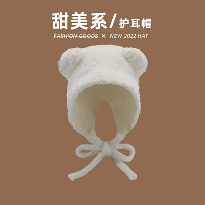 Bear Ear Fleece Bonnet Hat