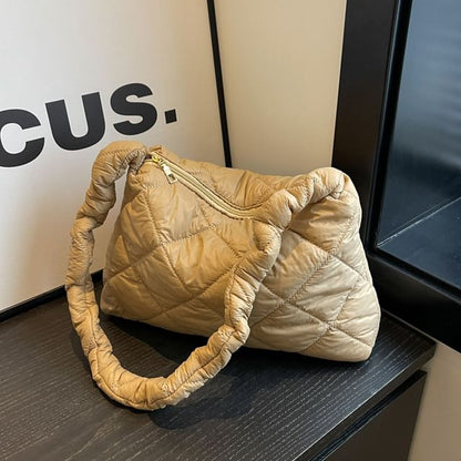Ruched Strap Plain Quilted Crossbody Bag