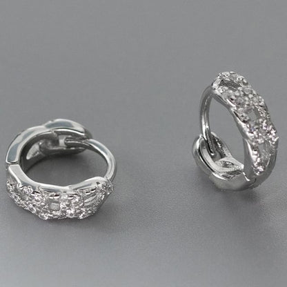 Sterling Silver Rhinestone Huggie Earring