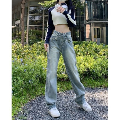 Washed Fit Jeans Rise Mid Loose