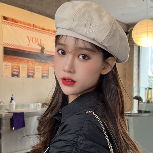 Heart Beret Embroidered