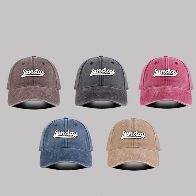 Letter Embroidered Washed Cap