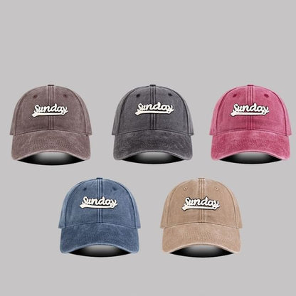 Letter Embroidered Washed Cap