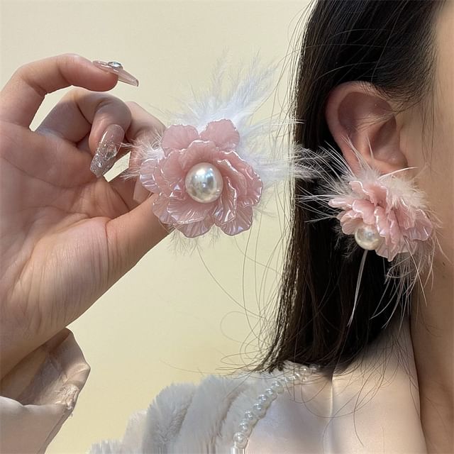 Floral Frayed Earring Drop
