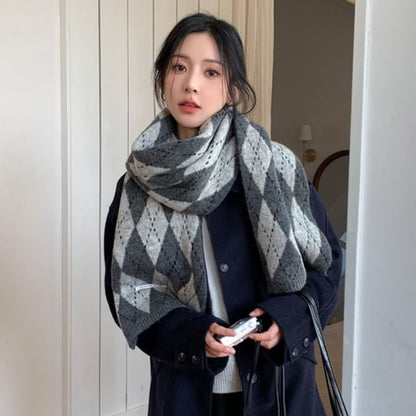 Scarf Argyle Knit