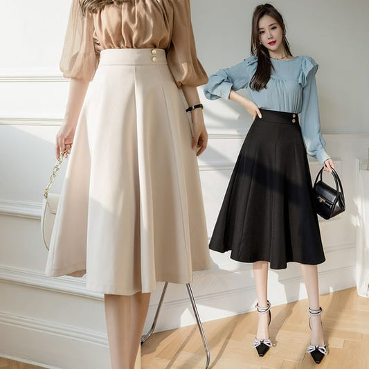 High-Waist Plain A-Line Skirt