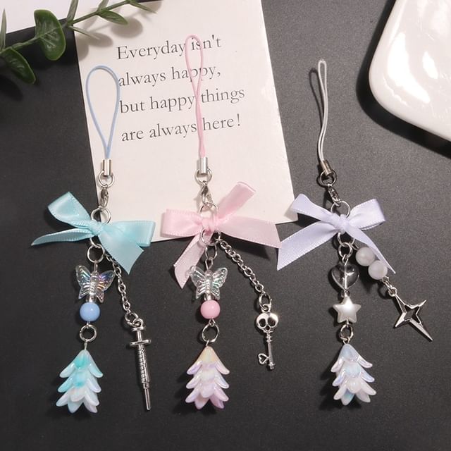 Ribbon Floral Acrylic Phone Charm (Various Designs)