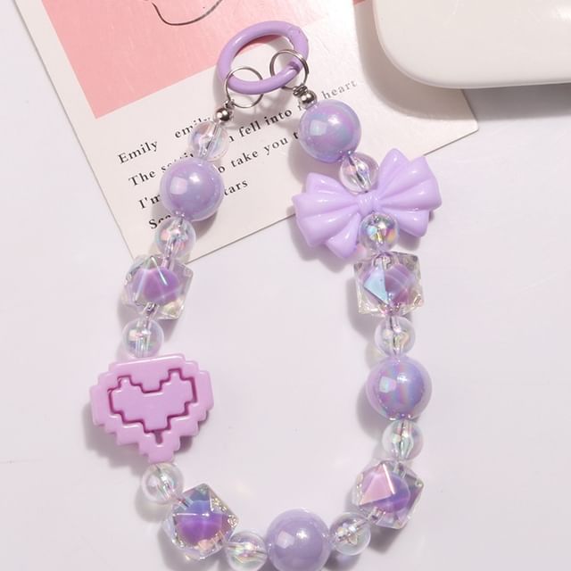 Heart Bow Bead Acrylic Bag Charm