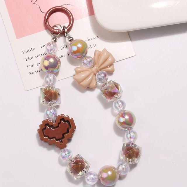 Heart Bow Bead Acrylic Bag Charm