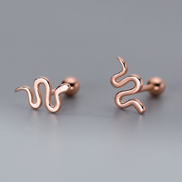 Snake Sterling Silver Barbell Earring