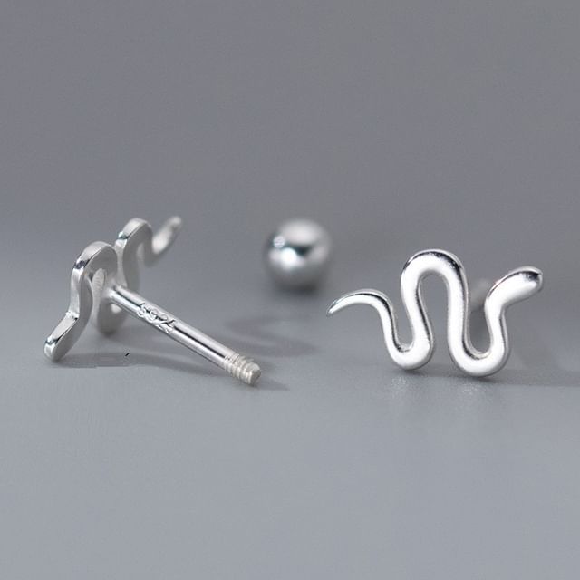 Snake Sterling Silver Barbell Earring