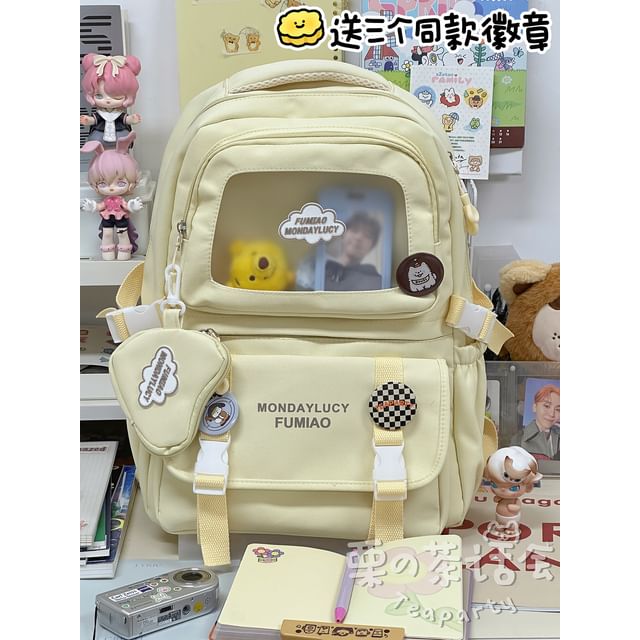 Lettering Multi-Pocket PVC Panel Backpack / Bag Charm / Set