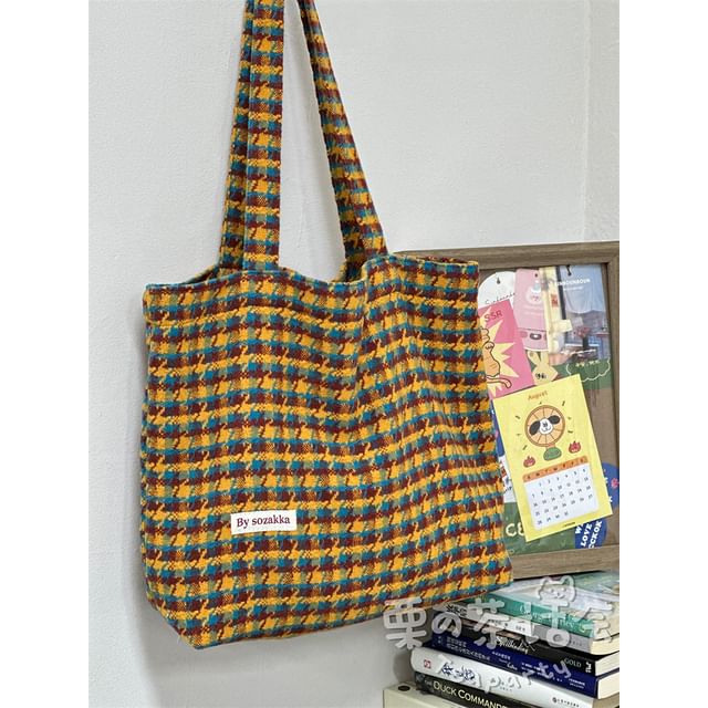 Plaid Tote Bag / Bag Charm / Set