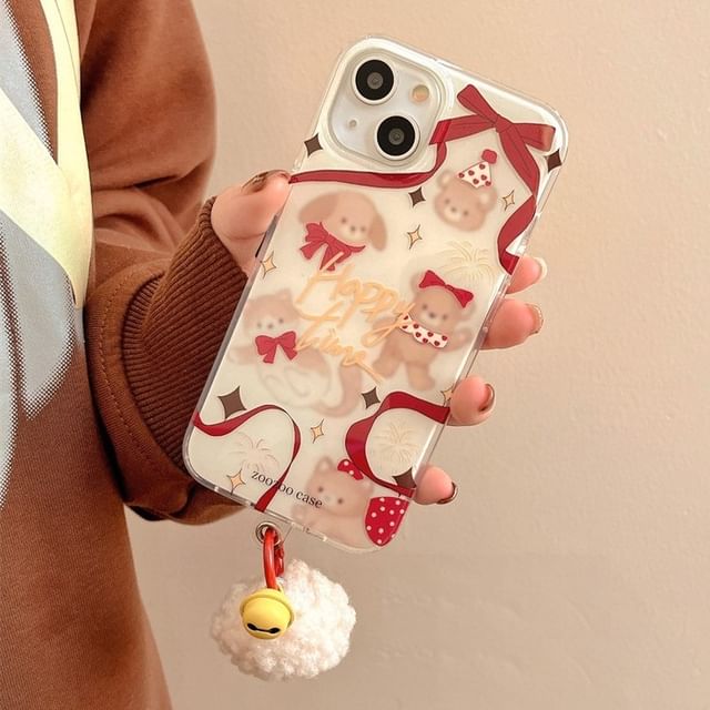 Animal Ribbon Bell Pom Pom Phone Case