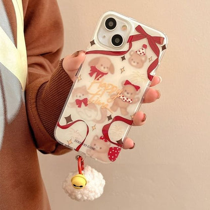 Animal Ribbon Bell Pom Pom Phone Case