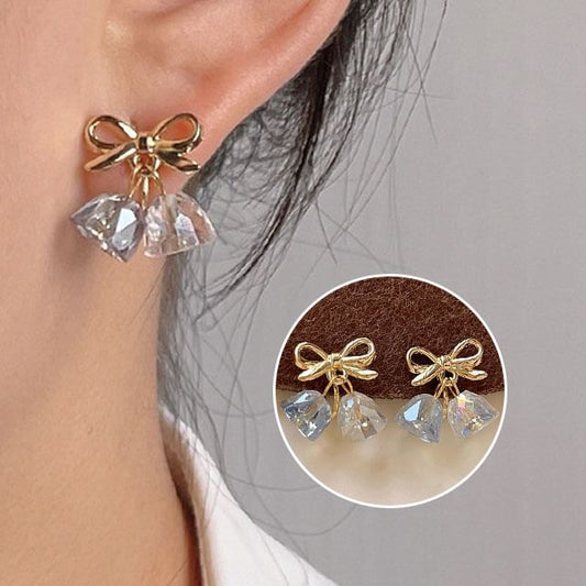 Earring Crystal Faux Clip-On Bow Drop
