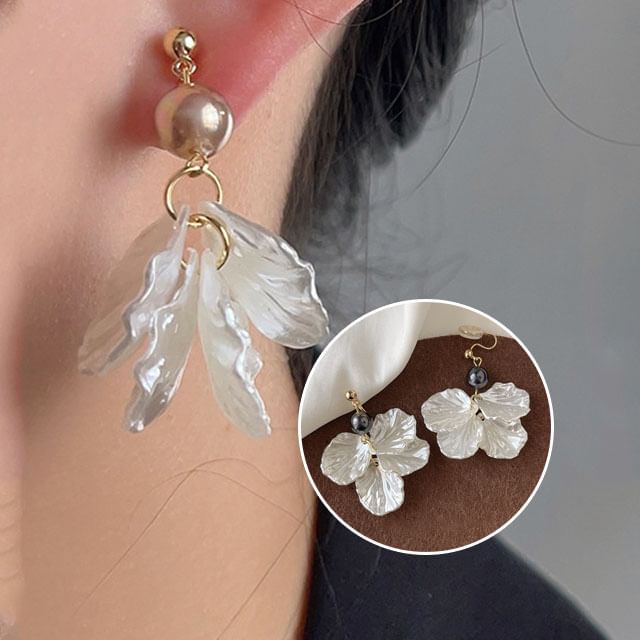 Floral Earring Drop Clip-On