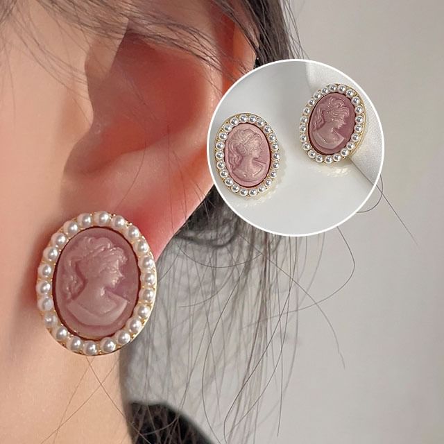 Earring Face Clip-On Pearl Faux