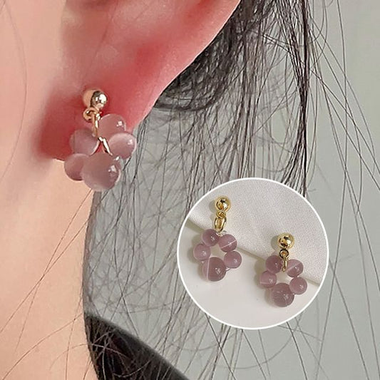 Clip-On Drop Gemstone Beaded Earring