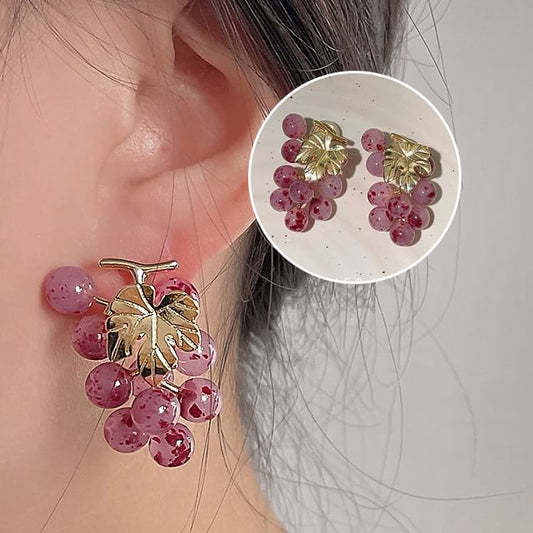 Grape Drop Earring Gemstone Clip-On